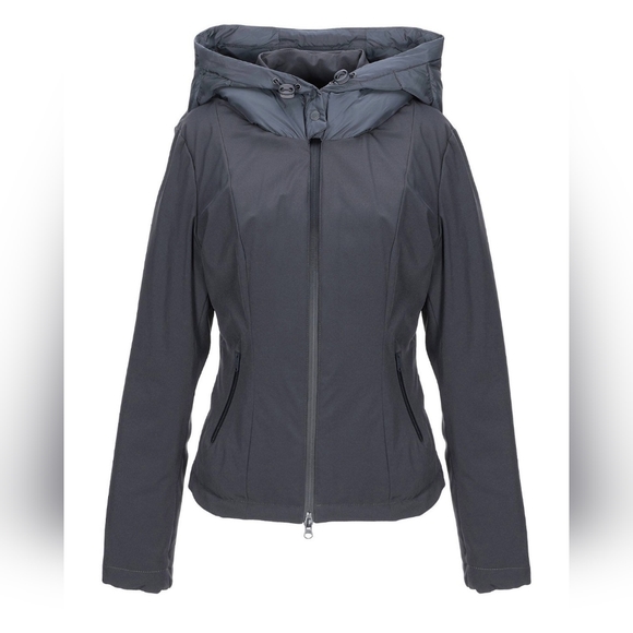 BOMBOOGIE women winter puffer grey hooded jacket size M - Picture 3 of 9